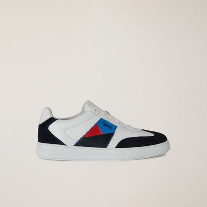 White Colorblock Sneakers with Geometric Accent