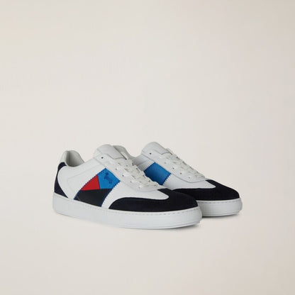 White Colorblock Sneakers with Geometric Accent