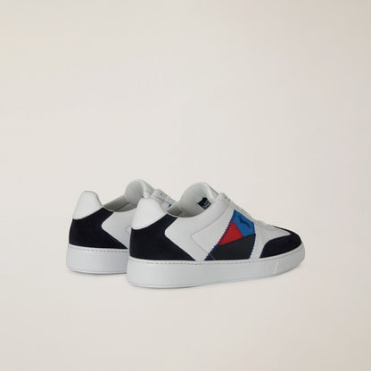 White Colorblock Sneakers with Geometric Accent