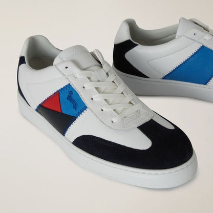 White Colorblock Sneakers with Geometric Accent
