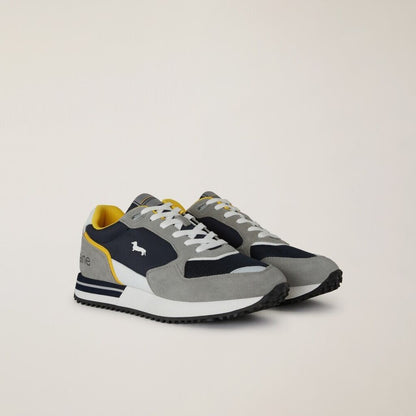 Gray Mesh Casual Sneakers with Contrast Details