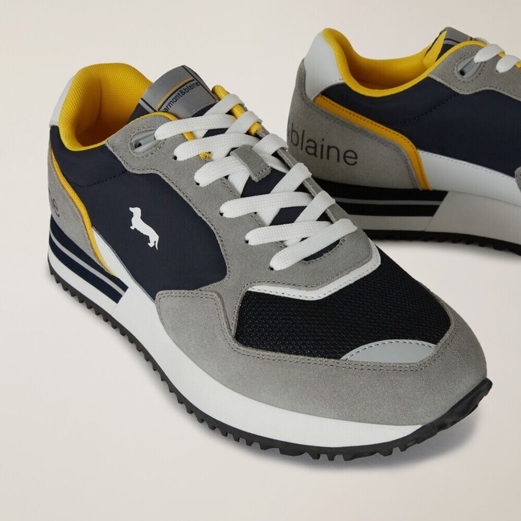 Gray Mesh Casual Sneakers with Contrast Details