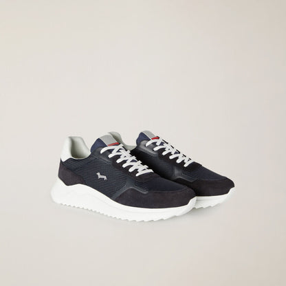 Navy Mesh Sneakers with White Sole
