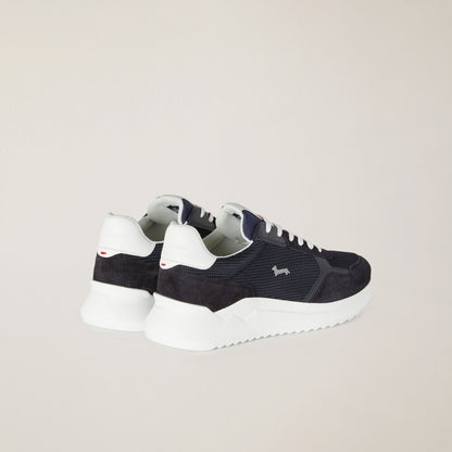 Navy Mesh Sneakers with White Sole