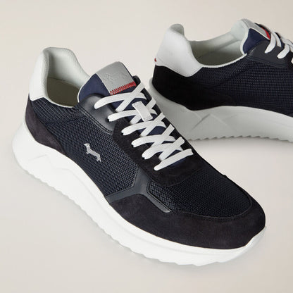 Navy Mesh Sneakers with White Sole