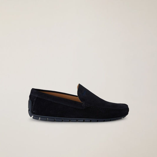 Navy Suede Moccasin Slip-On