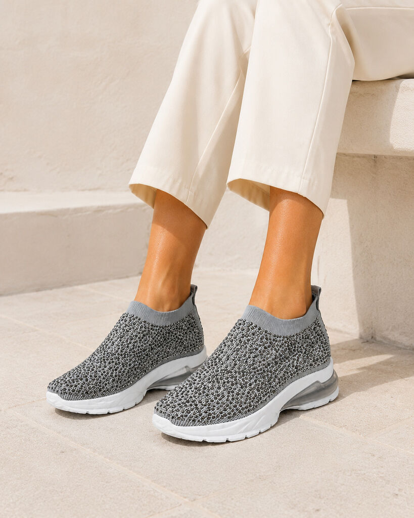 Shoes Sock/Strass GREY