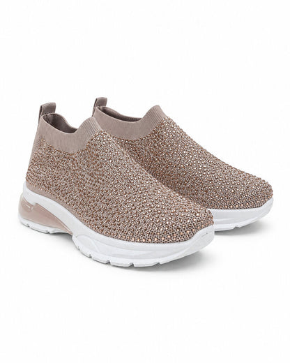 Shoes Sock/Strass NUDE