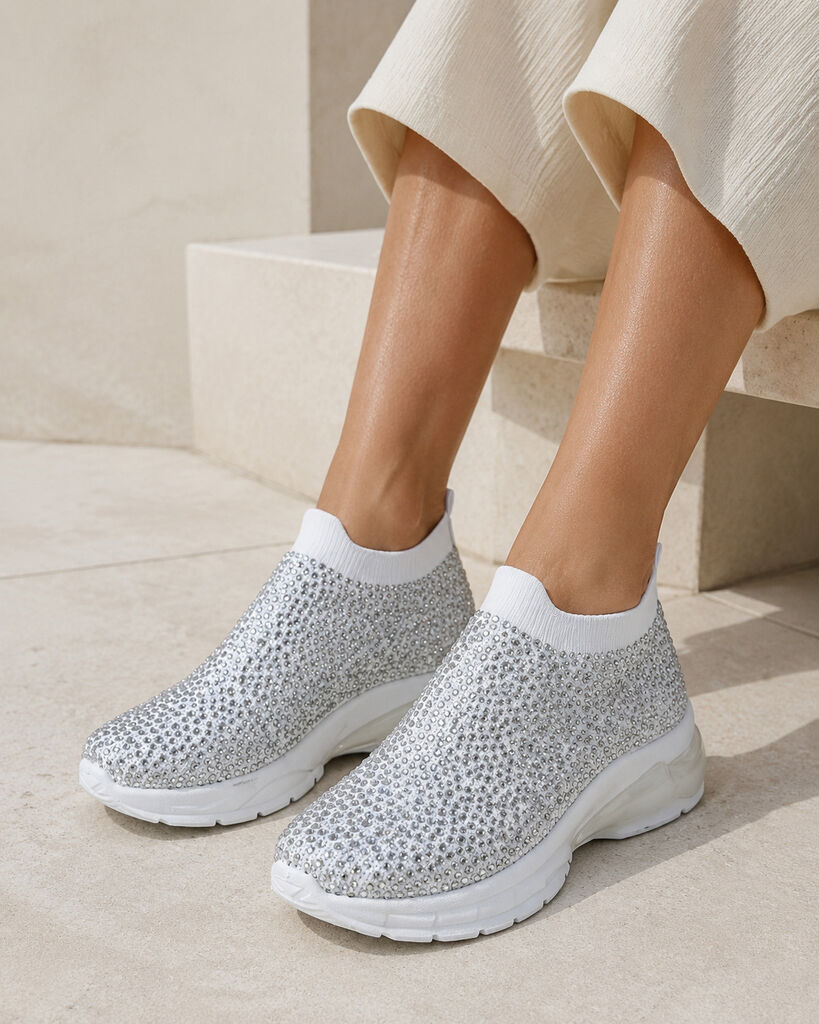 Shoes Sock/Strass WHITE