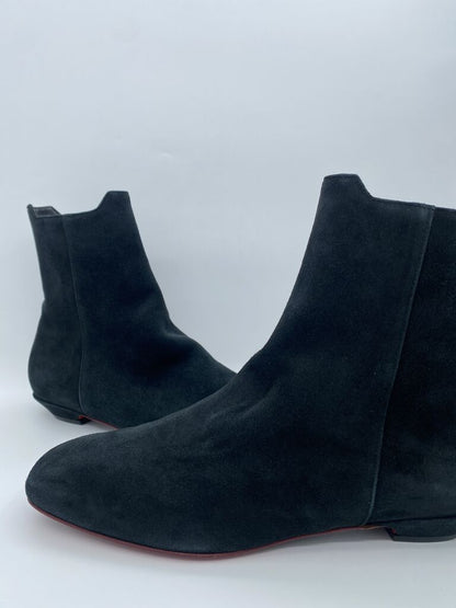 Black Suede Ankle Boots with Low Heel