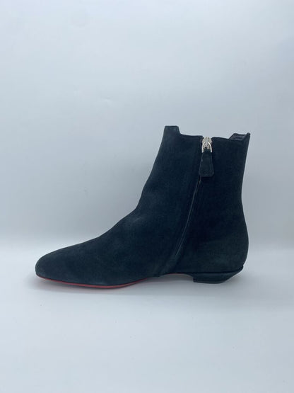 Black Suede Ankle Boots with Low Heel