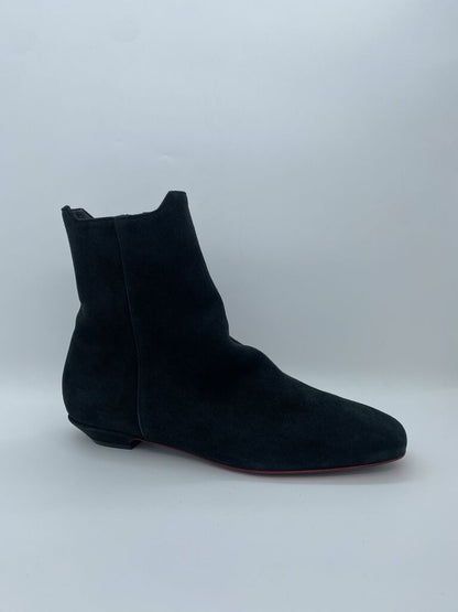 Black Suede Ankle Boots with Low Heel
