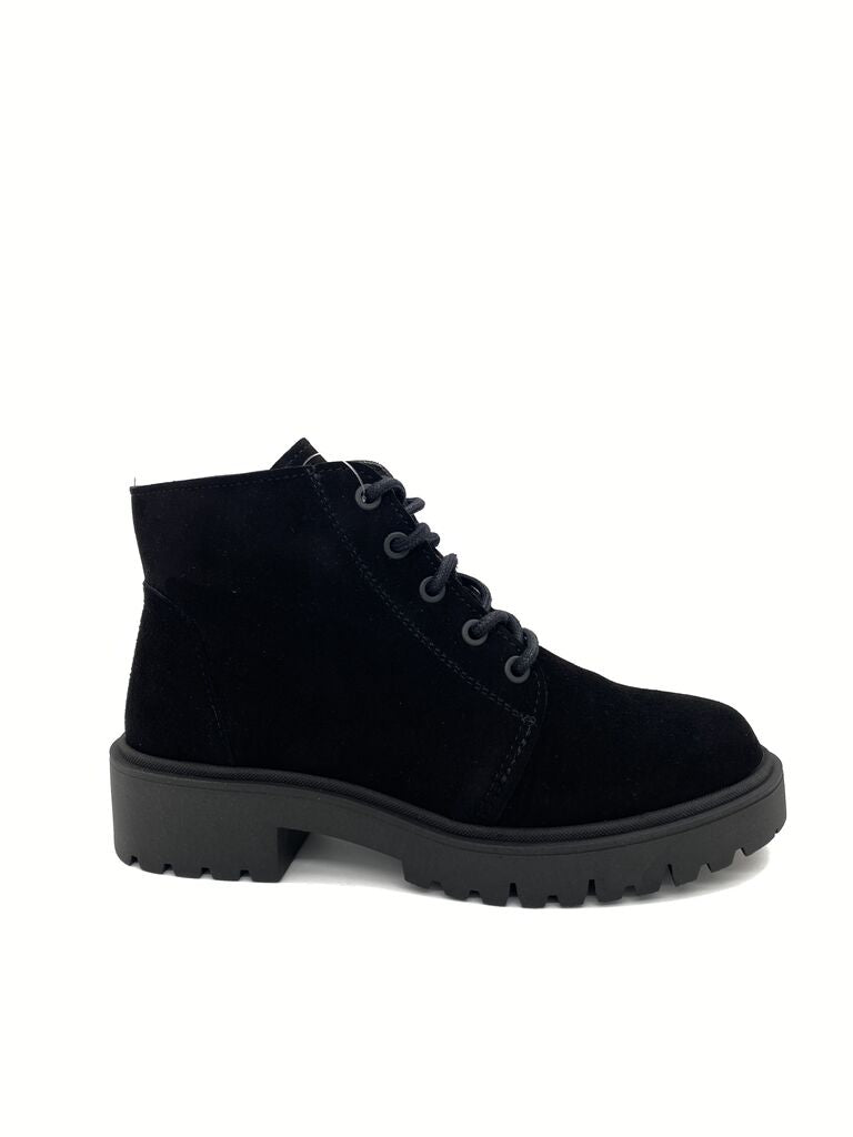 Black Suede Ankle Boots with Lug Sole