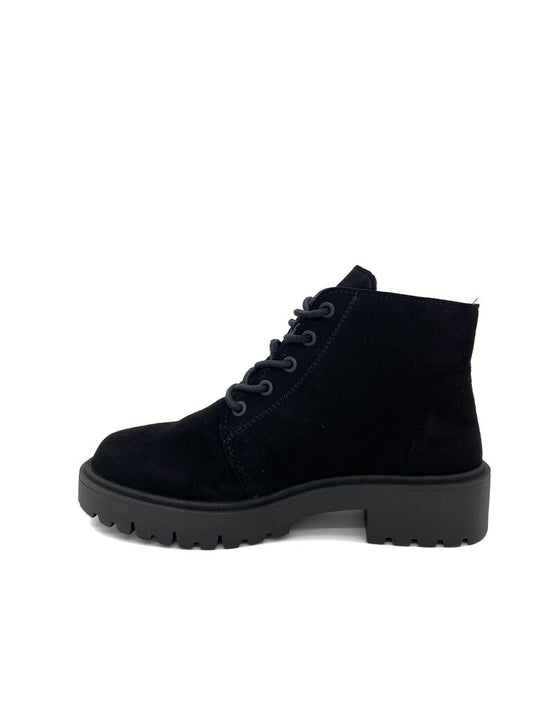 Black Suede Ankle Boots with Lug Sole
