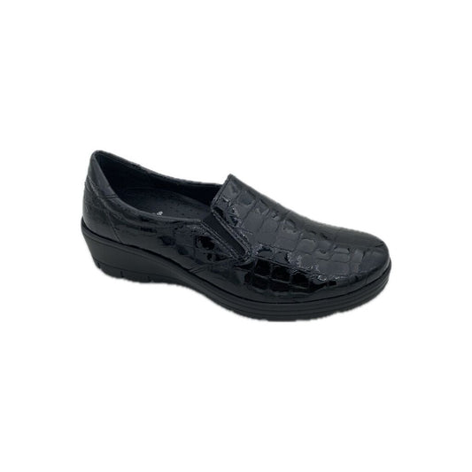 Black Embossed Slip-On Shoe with Comfortable Sole