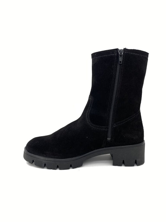 Black Suede Ankle Boot with Chunky Sole