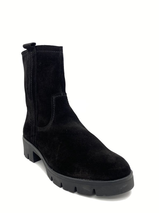 Black Suede Ankle Boot with Chunky Sole