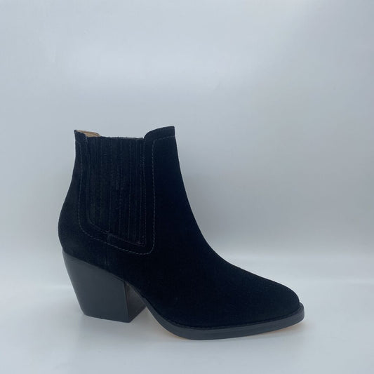 Black Suede Ankle Boot with Block Heel