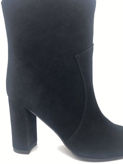 Black Suede Ankle Boot with Block Heel
