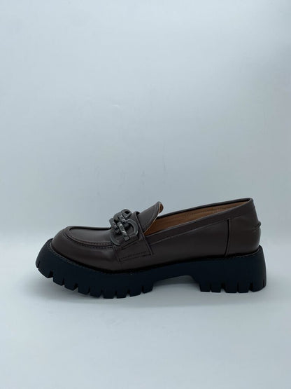 Brown Loafer with Chain Detail and Chunky Sole