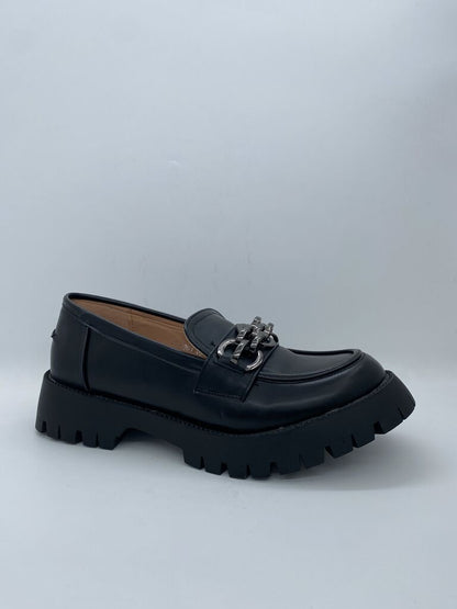 Black Embellished Loafer with Chunky Sole