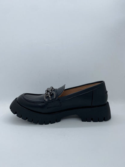 Black Embellished Loafer with Chunky Sole