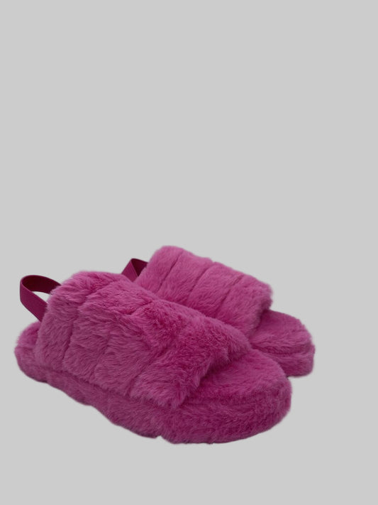 Pink Fuzzy Slippers with Open Back