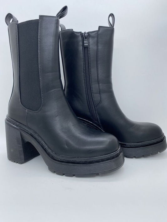 Black Chunky Heel Ankle Boots
