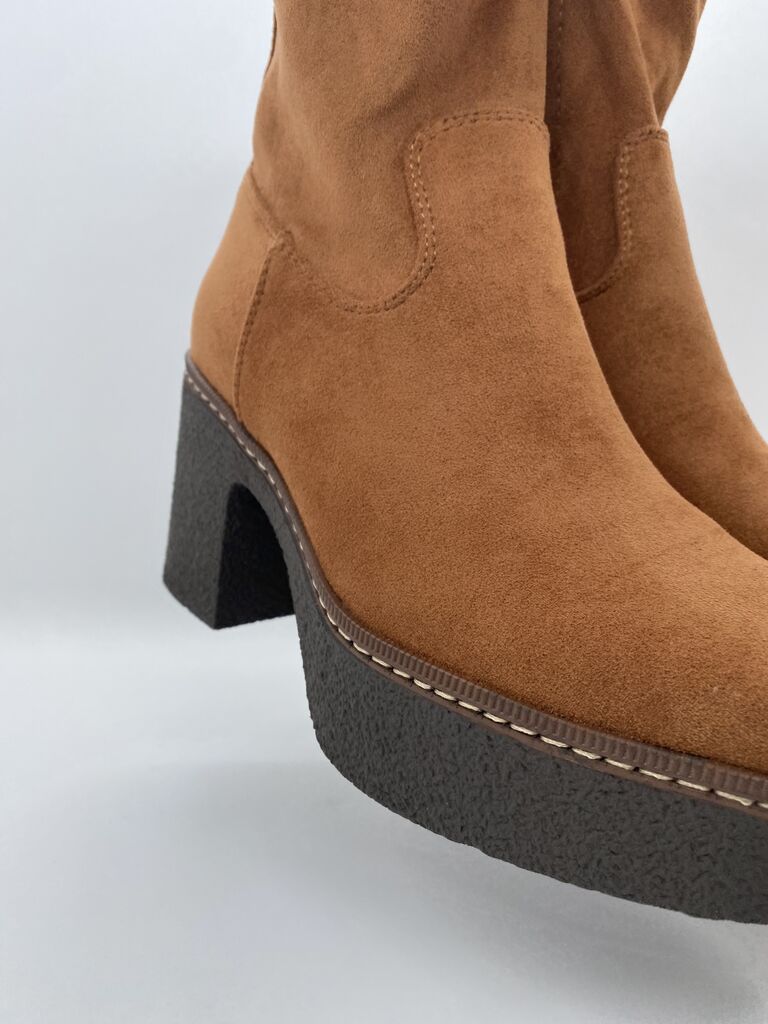 Brown Suede Ankle Boots with Chunky Heel
