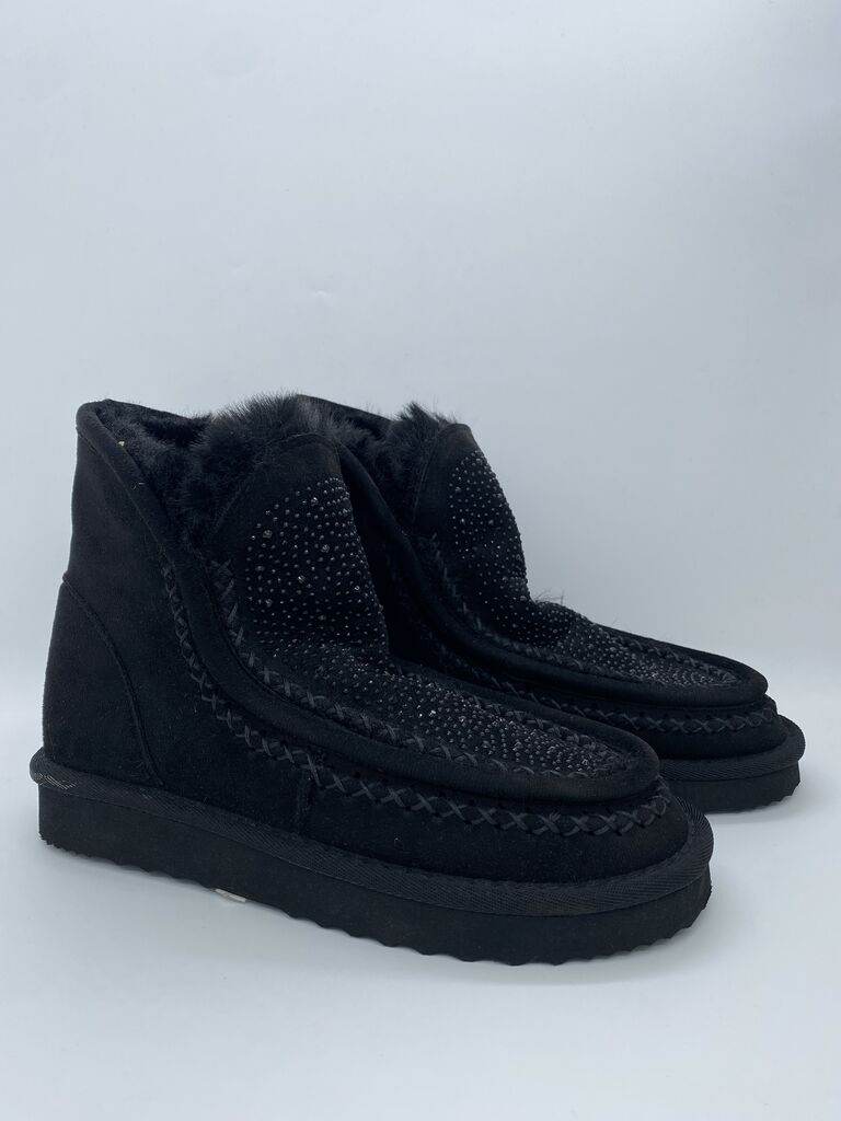Black Suede Ankle Boots with Fur Lining