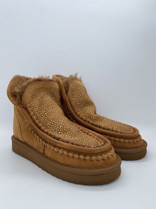 Chestnut Suede Ankle Boots with Fur Lining
