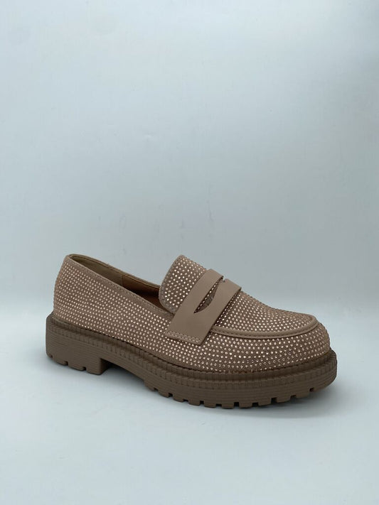 Beige Textured Loafer with Chunky Sole