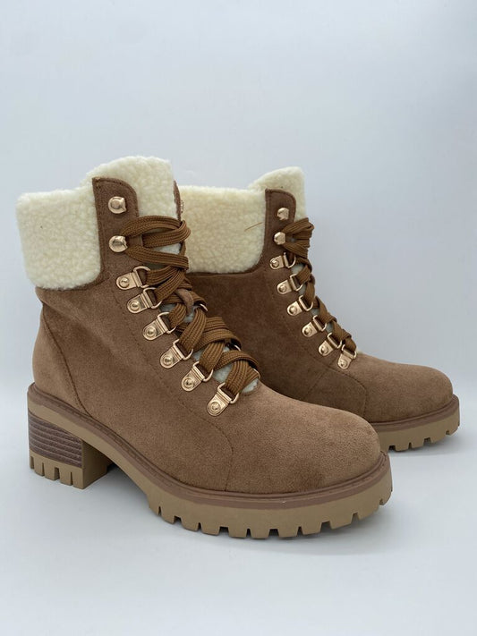 Tan Suede Ankle Boots with Cozy Lining
