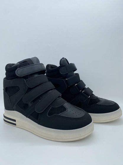 Black High-Top Velcro Sneakers