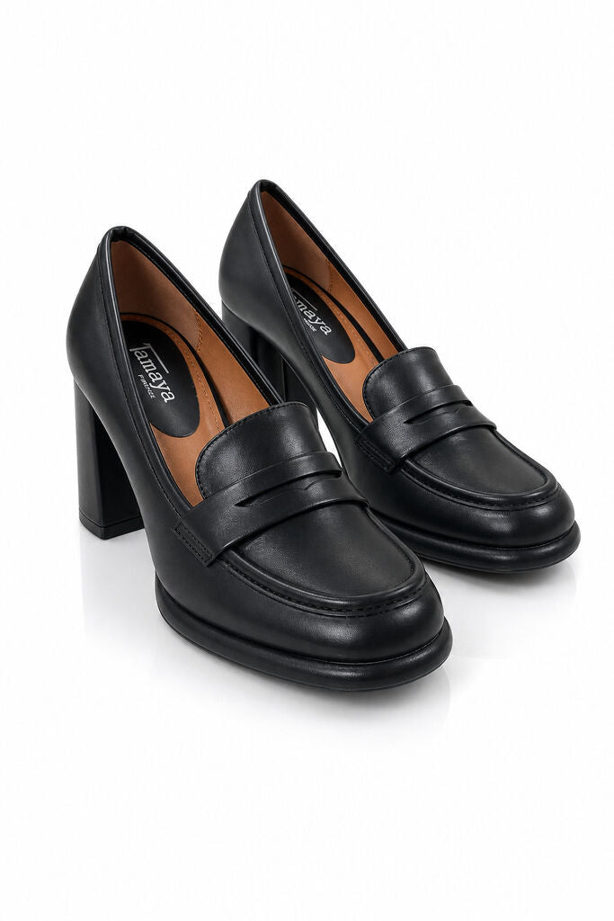 Heeled Loafer Nappa BLACK