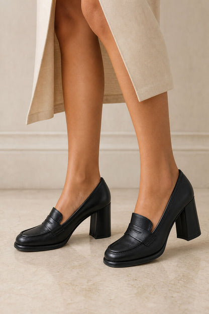 Heeled Loafer Nappa BLACK