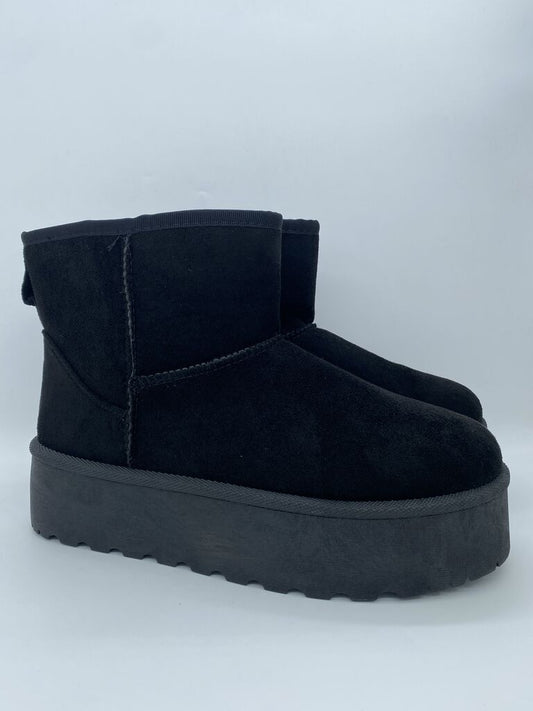Black Suede Platform Ankle Boots