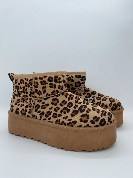 Leopard Print Platform Ankle Boots