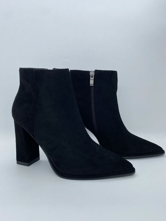Black Suede Ankle Boots with Block Heel