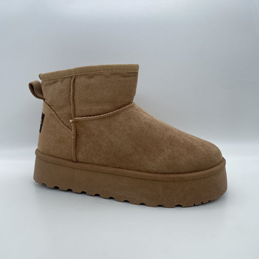 Tan Suede Ankle Boot with Pull Tab