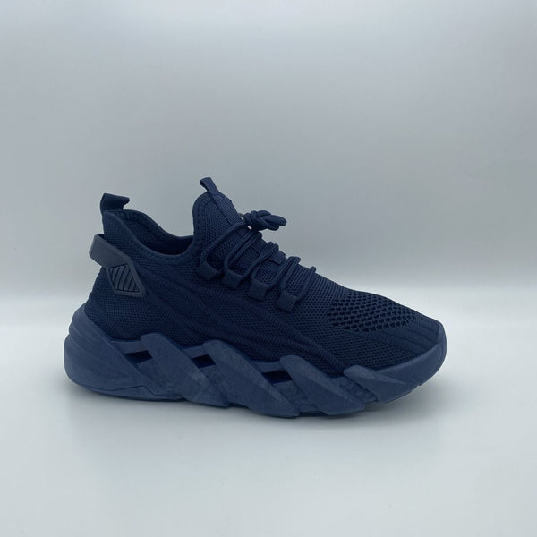 Navy Knit Athletic Sneakers with Chunky Sole