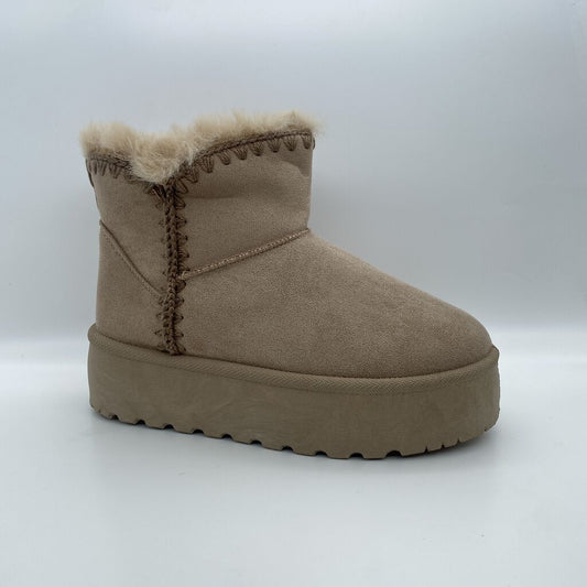 Ankle Boot Sue/Fur KHAKI