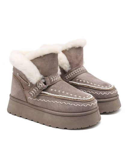 Taupe Suede Ankle Boots with Shearling Lining