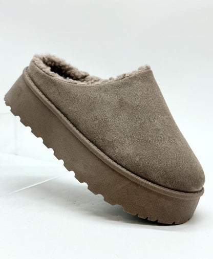 Taupe Plush Lined Platform Slip-On