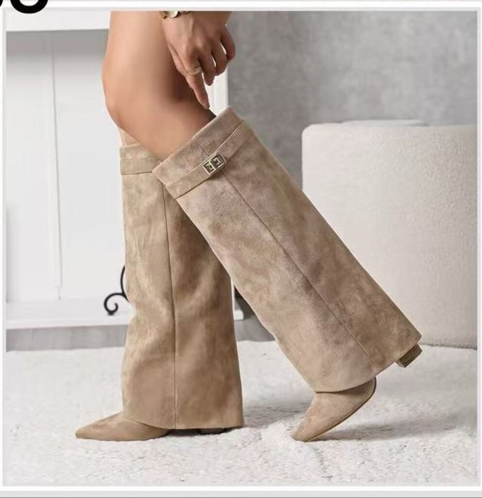 Knee High Boot Suede KHAKI