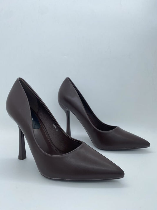 Chocolate Brown Stiletto Heels with Pointed Toe