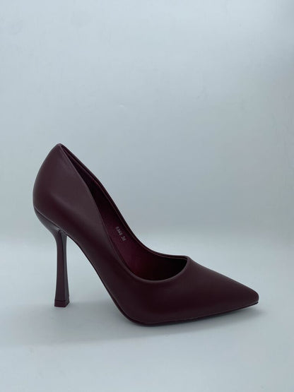 Burgundy Patent Pumps with Elegant Heel