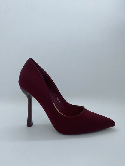 Burgundy Sleek Heels with Pointed Toe