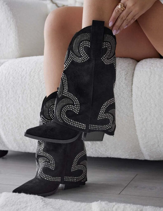 Western Boot Suede BLACK