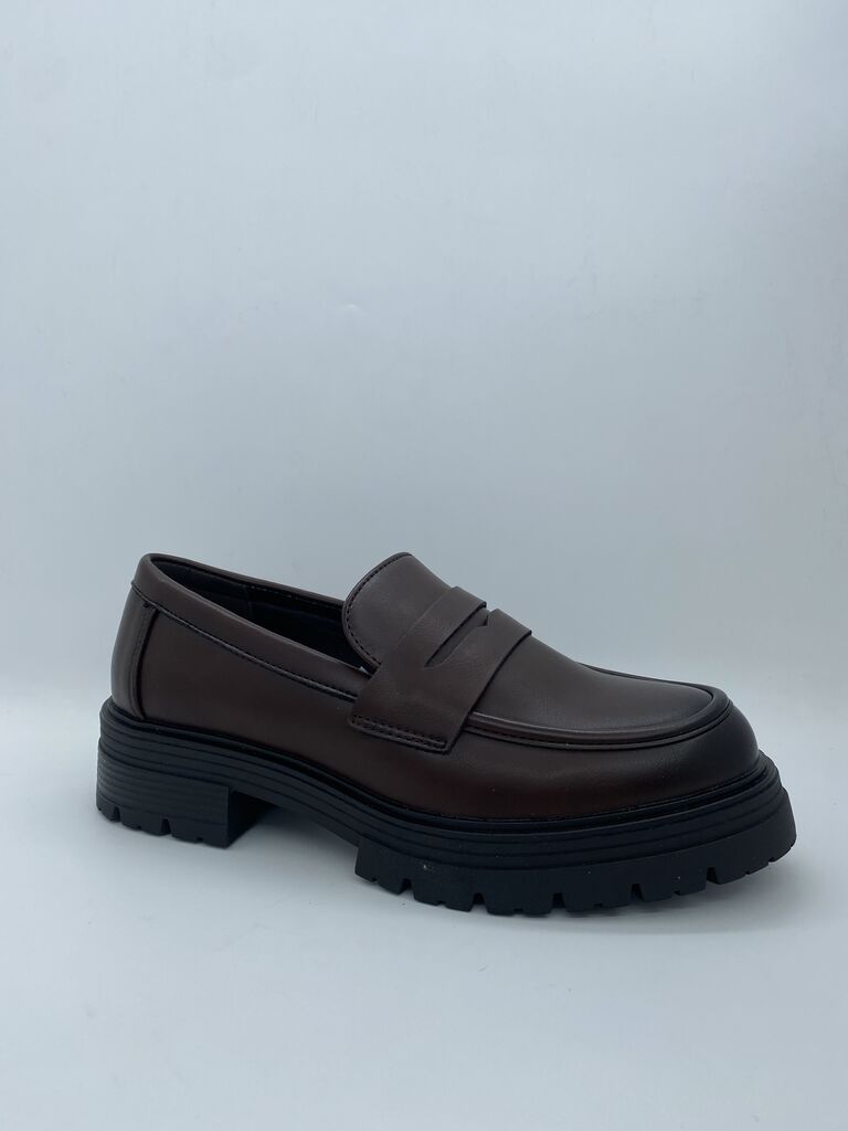 Brown Leather Loafers with Chunky Sole